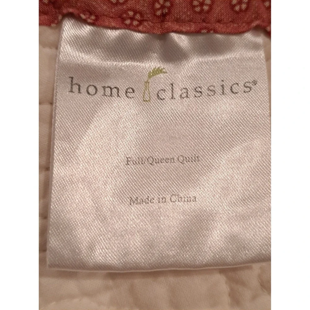 Home Classics Queen Quilt Ivory Cotton Floral Embroidered Scalloped Bedspread